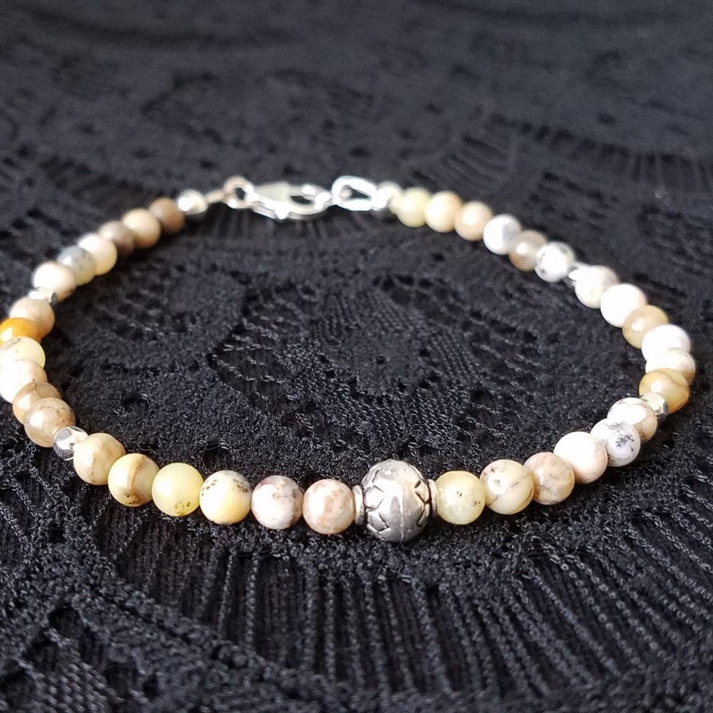 Handmade Dendritic Opal and Sterling Bracelet